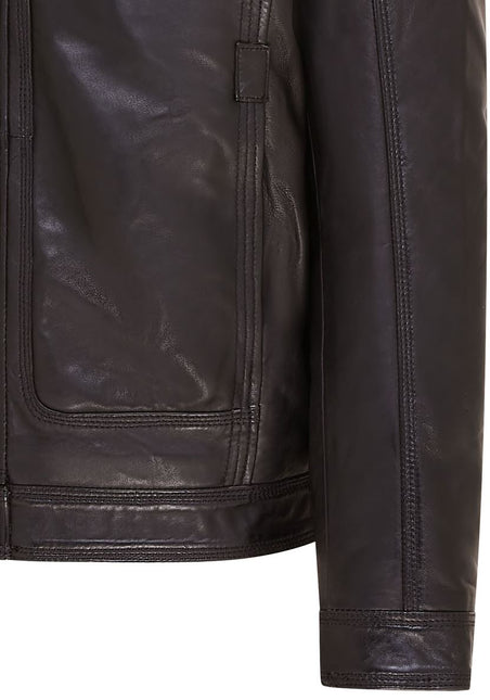Mens Leather Jacket Trucker Removable Sheepskin Collar Casual Jacket