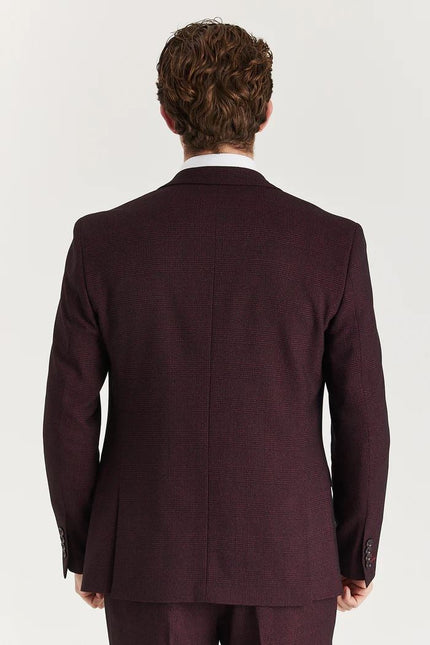 Men's Wine Suit Blazer Prince Of Wales Formal Blazer