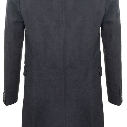 Mens 3/4 Black Long Double Breasted Crombie Overcoat Wool Coat Peaky Blinders