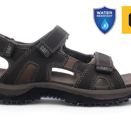 Caterpillar Men's Dark Brown Leather Giles Trekking Sandals