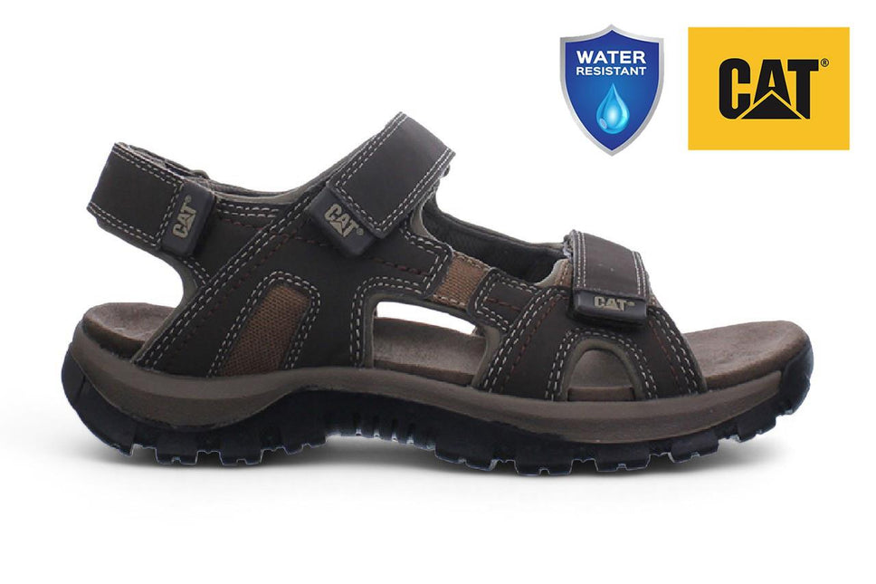 Caterpillar Men's Dark Brown Leather Giles Trekking Sandals