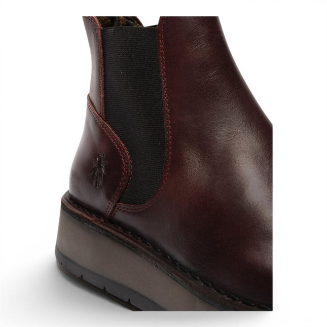 Fly London Womens Wine Chelsea Leather Ankle Boots - RAWI131