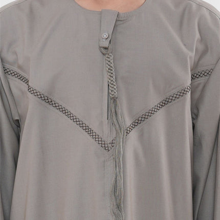 Kids Boys Eid Beige Moroccan Thobe Robe Djellaba Ramadan Eid Jubba- K-HM10