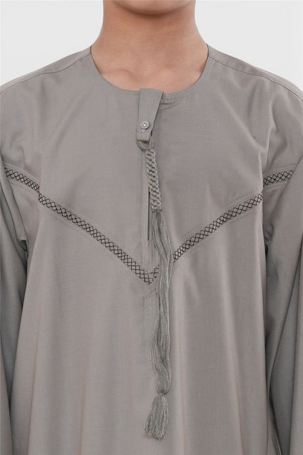 Kids Boys Eid Beige Moroccan Thobe Robe Djellaba Ramadan Eid Jubba- K-HM10