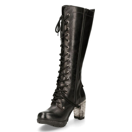 New Rock M-Tr005-S1 Ladies Knee High Black Gothic High-Heeled Boots