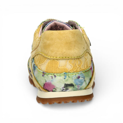 Laura Vita Women's Tivanao-05 Yellow Floral Leather Trainers Sneaker Shoes