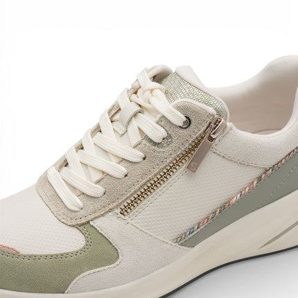 Tamaris Women’s White Green Platform Trainers Sneaker Zip Lace-Up Running Shoes