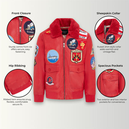 Mens A2 Top Gun Leather Bomber Jacket-Camborne