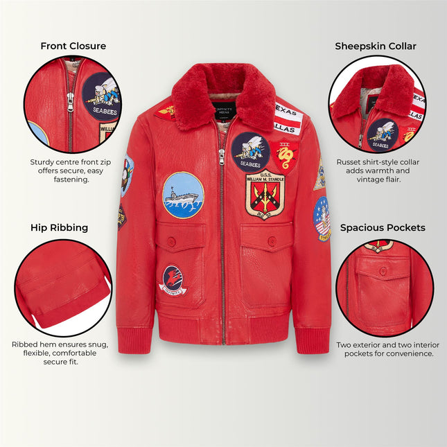 Mens A2 Top Gun Leather Bomber Jacket-Camborne