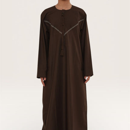 Kids Boys Eid Brown Moroccan Thobe Robe Djellaba Ramadan Eid Jubba- K-HM10