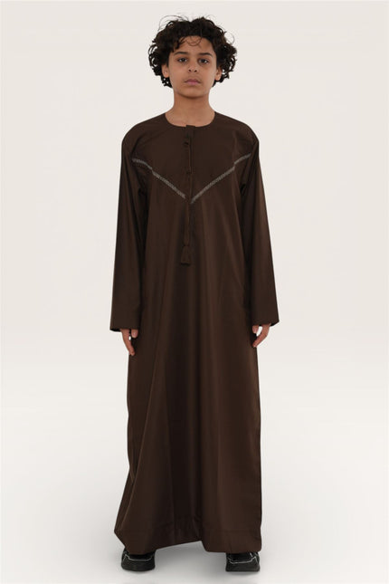 Kids Boys Eid Brown Moroccan Thobe Robe Djellaba Ramadan Eid Jubba- K-HM10