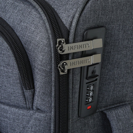 Soft Shell Black Linen Suitcase Set 8 Wheel Lightweight Travel Luggage