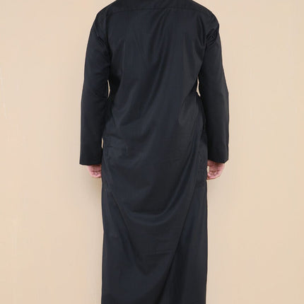 Mens Black Thobe Jubba Saudi Ramadan Eid Islamic Kaftan Kaudara Arabic Jubbah