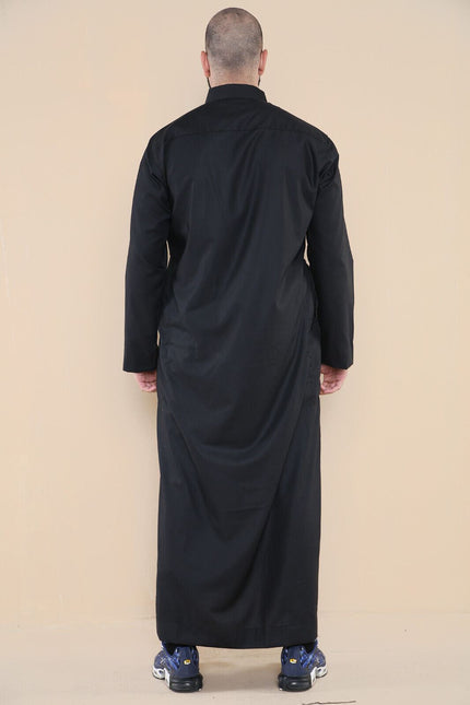 Mens Black Thobe Jubba Saudi Ramadan Eid Islamic Kaftan Kaudara Arabic Jubbah