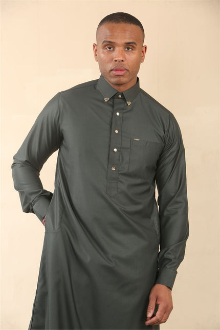 Men's Green Thobe Arab Saudi Emirati Islamic Clothing Jubba Robe