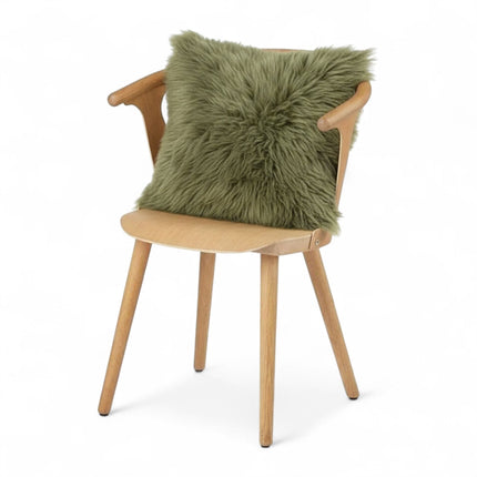 Genuine Sheepskin Thyme Green  40x40cm Real Wool Single Sided Cushion