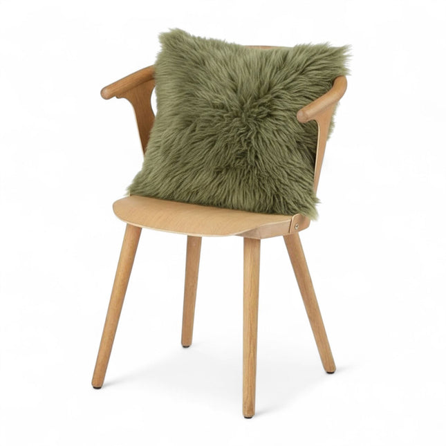 Genuine Sheepskin Thyme Green  40x40cm Real Wool Single Sided Cushion