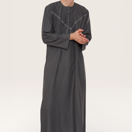 Men's Eid Grey Moroccan Thobe Robe Djellaba Ramadan Eid Jubba- HM10