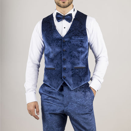 Men's Blue 3 Piece Velvet Wedding Tuxedo Formal Suit