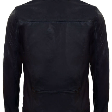 Mens Removable Collar Leather Trucker Jacket-Zagreb
