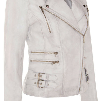 Womens Leather Brando Biker Jacket-Orlando
