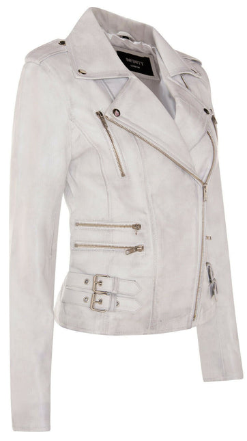 Womens Leather Brando Biker Jacket-Orlando