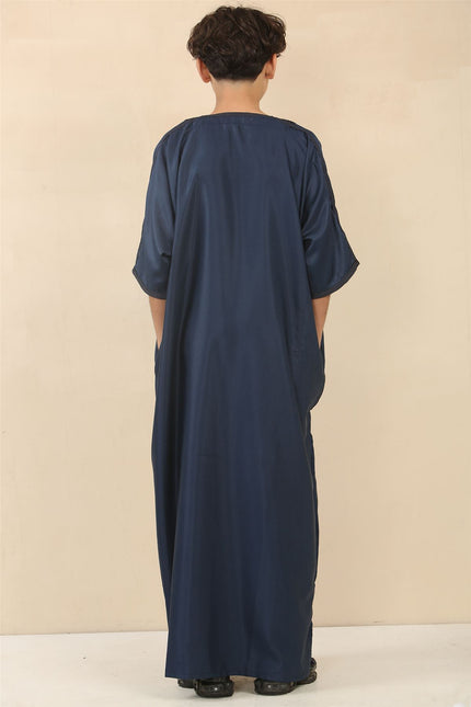Kid's Boys Blue Moroccan Thobe Djellaba Jubba Robe Eid