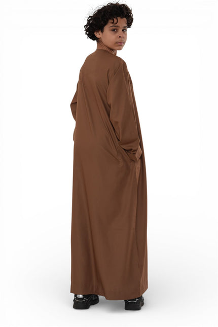 Kids Boys Eid Camel Brown Moroccan Jubba Robe Djellaba Ramadan Eid Thobe - K-HM11