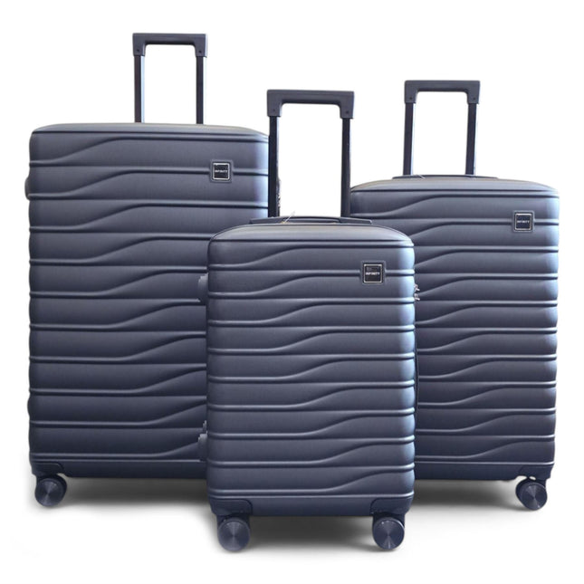 Hardshell Black Suitcase Set Robust 8 Wheel Luggage Cabin Case Bag
