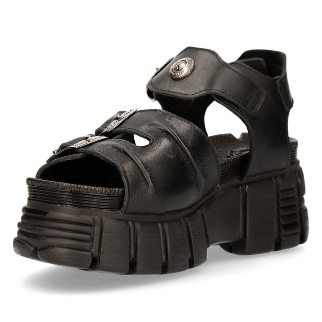 New Rock Unisex Metallic Black Punk Sandal Boots - M-BIOS101-C2