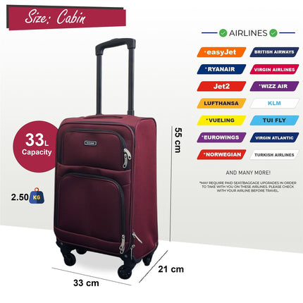 Expandable Soft Shell 4 Wheel Luggage Travel Cabin Suitcase Set Holiday Bags