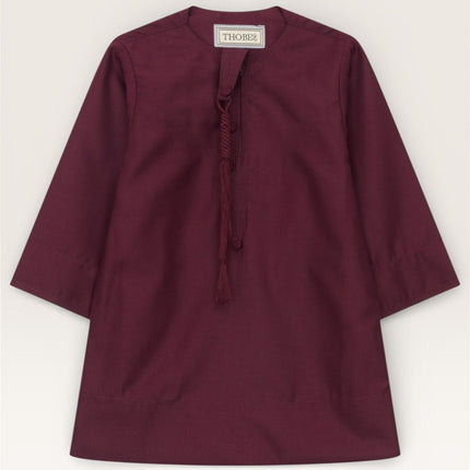 Baby Boys Ramadan Wine Red Moroccan Thobe Robe Emirati Eid Jubba- B-TT001