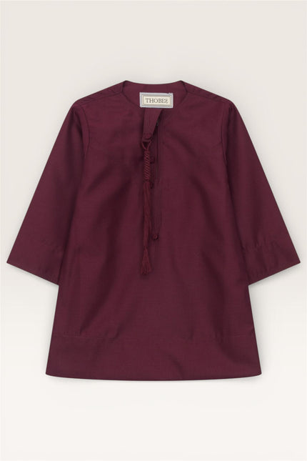 Baby Boys Ramadan Wine Red Moroccan Thobe Robe Emirati Eid Jubba- B-TT001