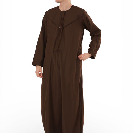 Men's Eid Brown Moroccan Jubba Robe Djellaba Ramadan Eid Thobe - HM11