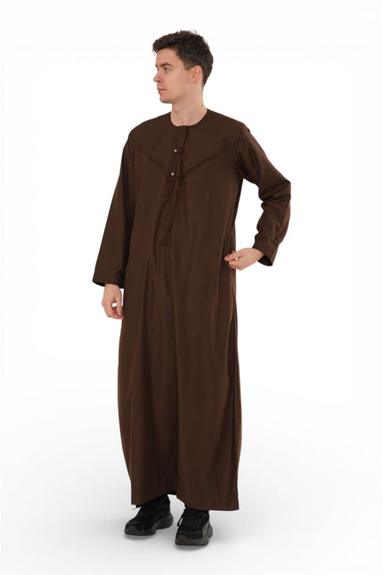 Men's Eid Brown Moroccan Jubba Robe Djellaba Ramadan Eid Thobe - HM11