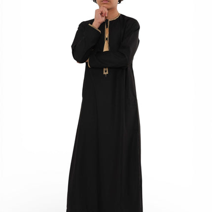 Kids Boys Ramadan Black Moroccan Thobe Robe Emirati Eid Jubba- TT-003