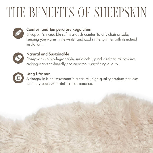 Genuine Sheepskin Cream Double Natural Fluffy Silky Soft Real Wool Rug