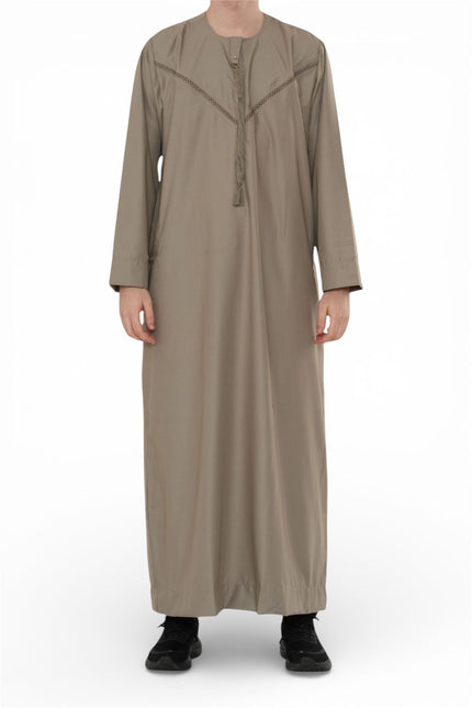 Men's Eid Beige Moroccan Thobe Robe Djellaba Ramadan Eid Jubba- HM10