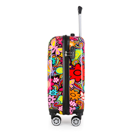 Hardside Shell Suitcase Set Printed Luggage Lightweight Cabin Travel Bag