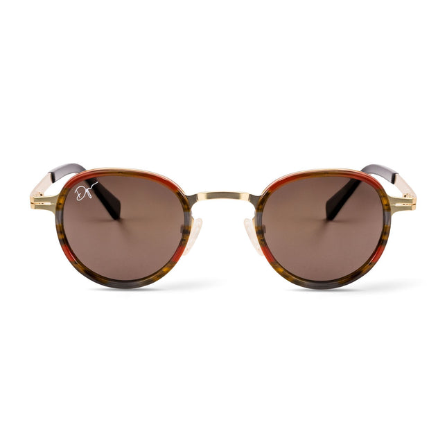 De-Gamme Gold Retro Round Polarized Sunglasses - Paris