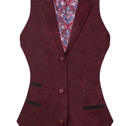 Womens 1920s Wine Wool Classic Retro Vintage Waistcoat