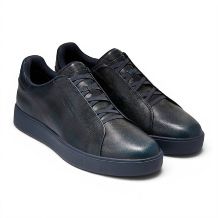 Cole Haan Men's GrandPro Luxe Mile Trainer Blue Leather Sneakers - C44436