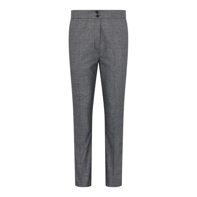 Women's Grey Three-Piece Tailored Fit Suit in Prince of Wales Check