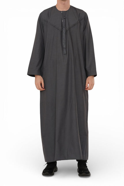 Men's Eid Grey Moroccan Jubba Robe Djellaba Ramadan Eid Thobe - HM11