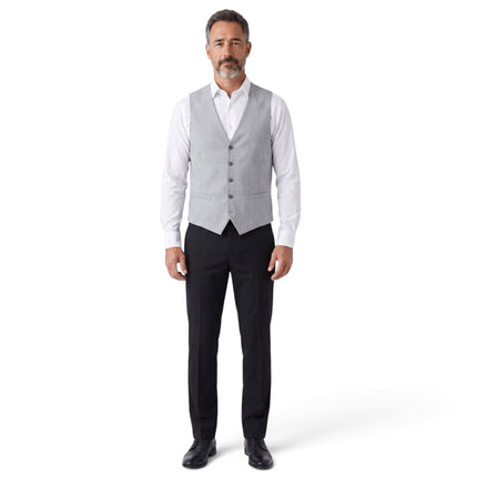 Men's Grey Paisley Floral 3 Piece Waistcoat Bow Tie Hankie Set - Robert