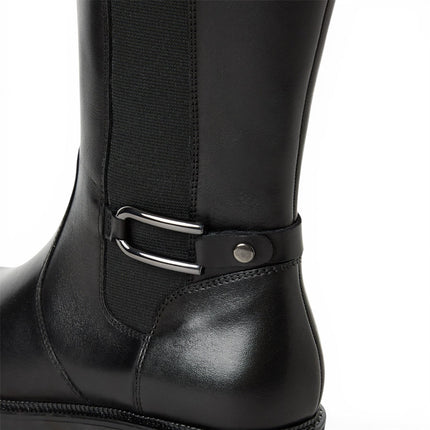 Tamaris Women’s Black Leather Knee High Platform Heel Long Boots - 25609-47
