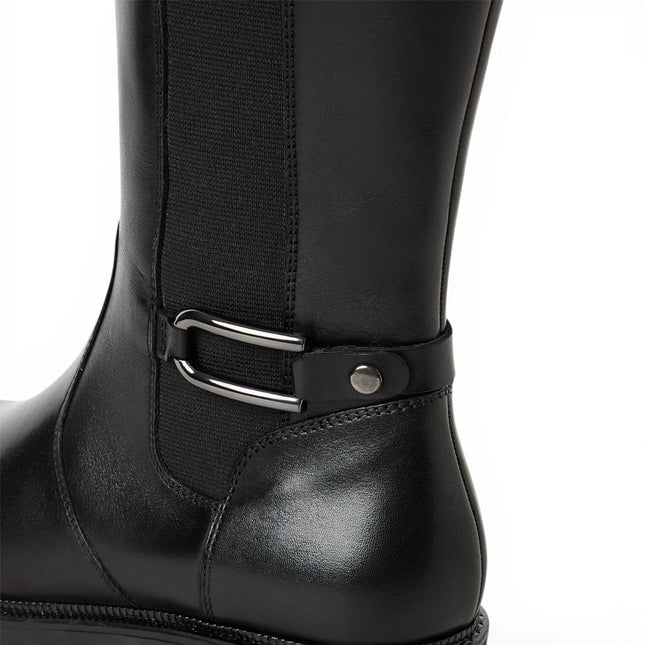 Tamaris Women’s Black Leather Knee High Platform Heel Long Boots - 25609-47