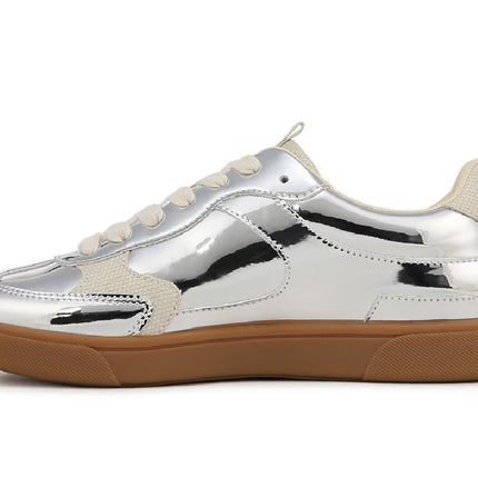 Blowfish Malibu Womens Silver Lace-Up Sneakers - Tastic