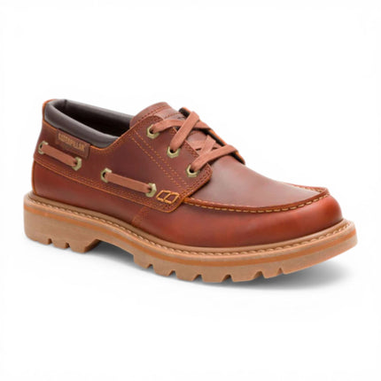 CAT (Caterpillar) Mens Dark Russet Brown Leather Low-Cut Boots - Colorado Boat Lo