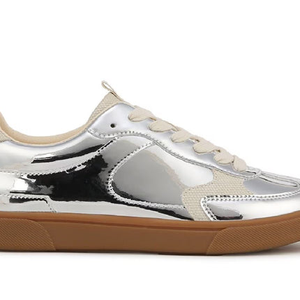 Blowfish Malibu Womens Silver Lace-Up Sneakers - Tastic